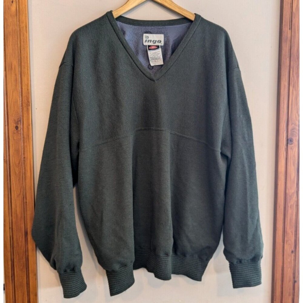 Ingo Gore WindStopper Men's Sweater XL MADE IN CANADA Wool Blend Dark Green Knit